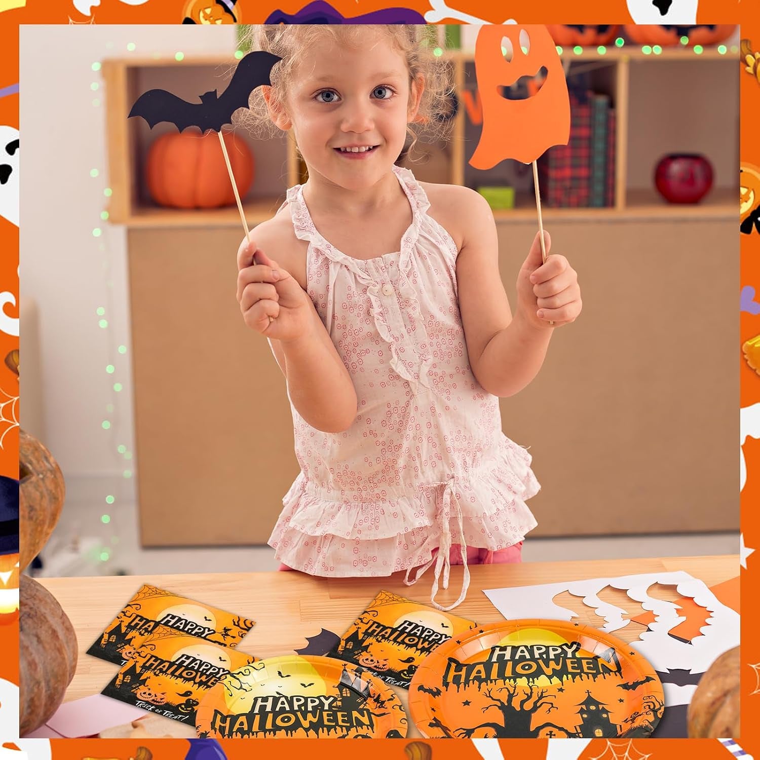 60 Stück Halloween Partygeschirr Set,Halloween Geschirr Mit Pappteller Thema Partyteller Servietten Partygeschirr Herbstdeko Für Geburtstag Party Kinder Party Dekorationen