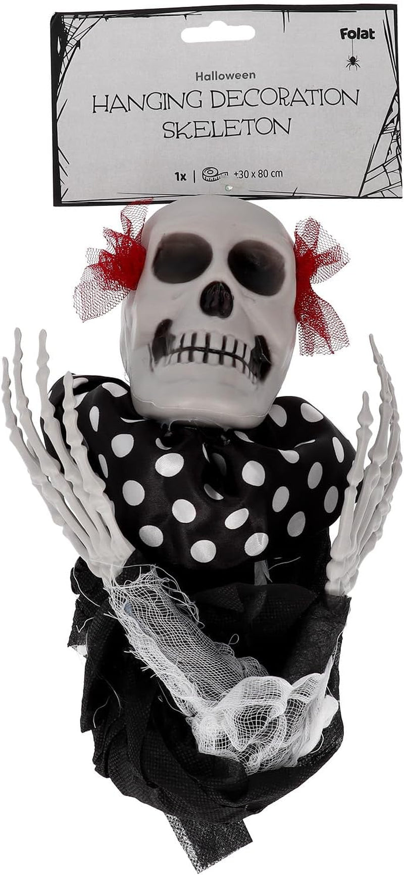 Folat 23905 Halloween Deko - Hängedekoration - Clownskelett - Halloween - 30 X 85 Cm - Gruseliges Horror Decoration Für Halloween-Dekorationen Spukhaus & Halloween Party, Schwarz
