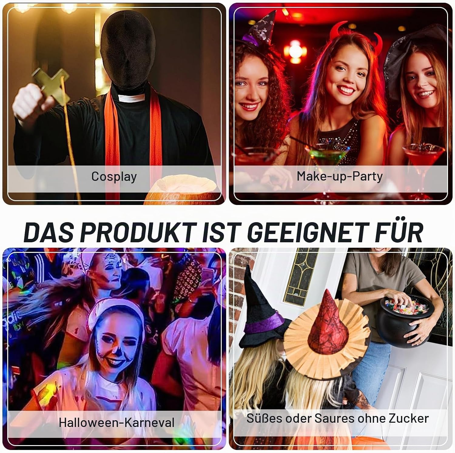 2 Stück Vollgesichtsmaske Halloween Schwarz Vollgesichtsmaske Spandex