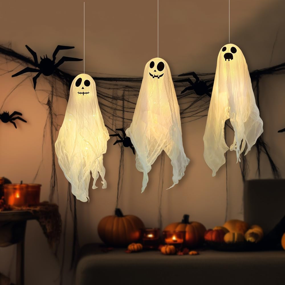 Halloween Deko Outdoor Innen Geist Mit LED, Deko Halloween Geister 50Cm