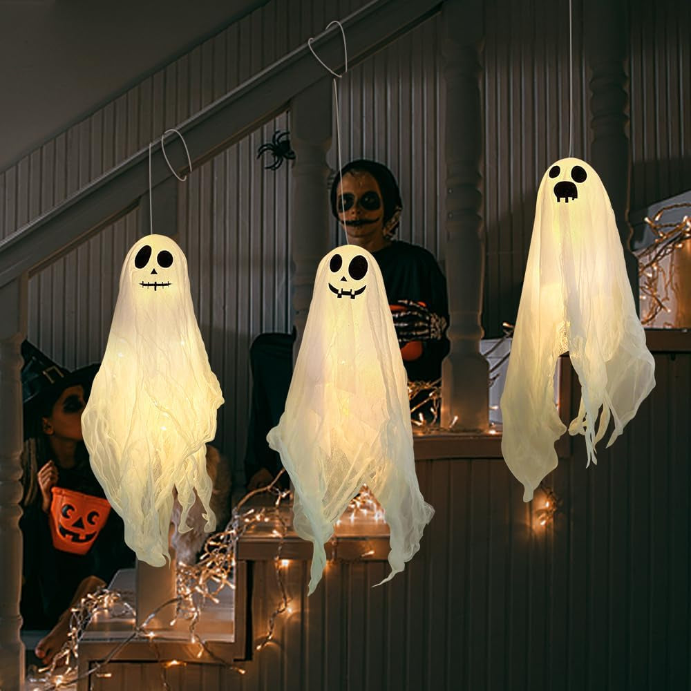 Halloween Deko Outdoor Innen Geist Mit LED, Deko Halloween Geister 50Cm