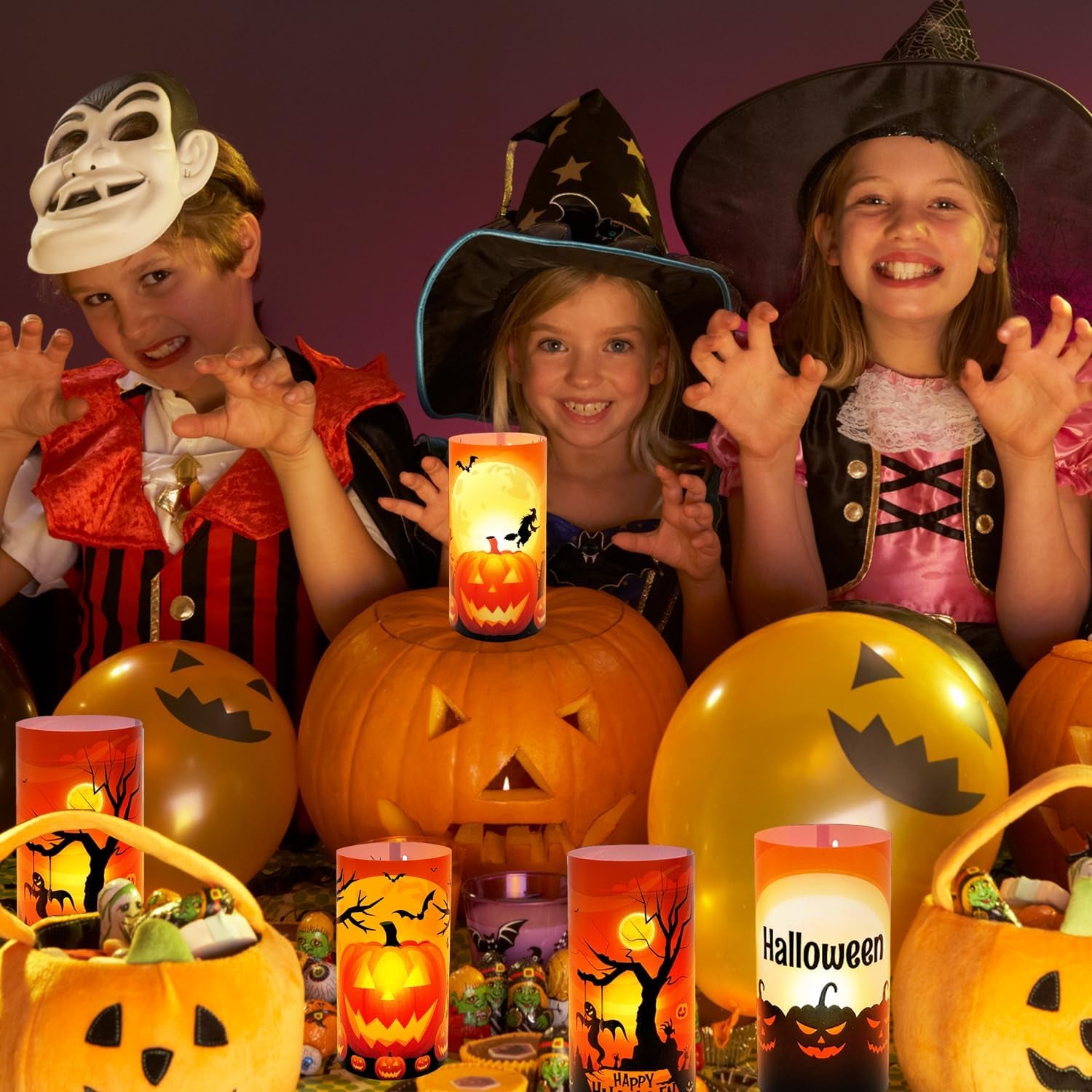 Tisch Windlichter Deko Halloween, 8 Stück Windlicht Tischdeko Halloween, Tischdeko Lichthülle Halloween Kürbis/Fledermaus/Krähe/Spinne Für Teelichter Oder Kerzen