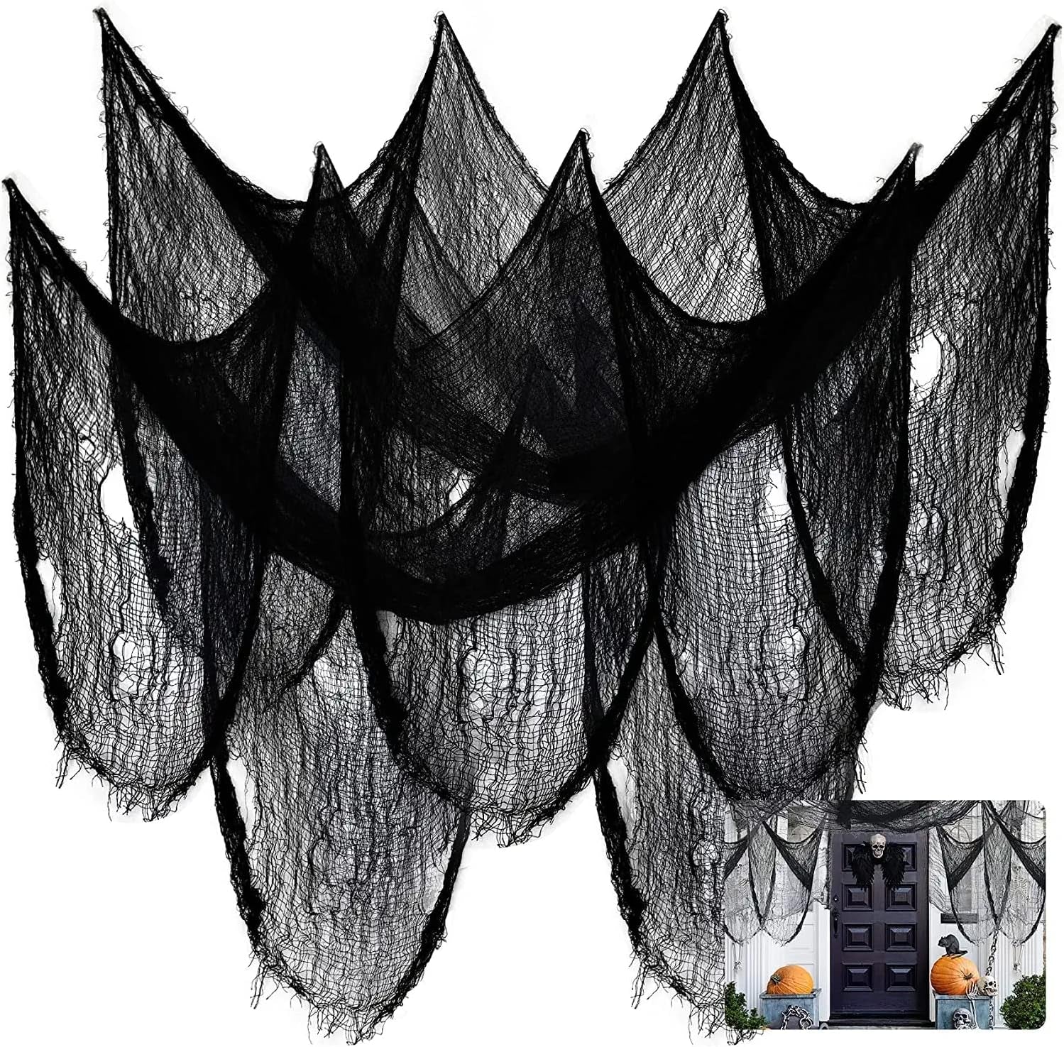 Halloween Deko Stoff, 120 X 1000 Cm Gruseliges Tuch Unheimlich, Halloween Horror Dekostoff Käsetuch Baumwolle, Tücher Halloween Dekorationen Für Halloween Party Spukhäuser Türöffnungen