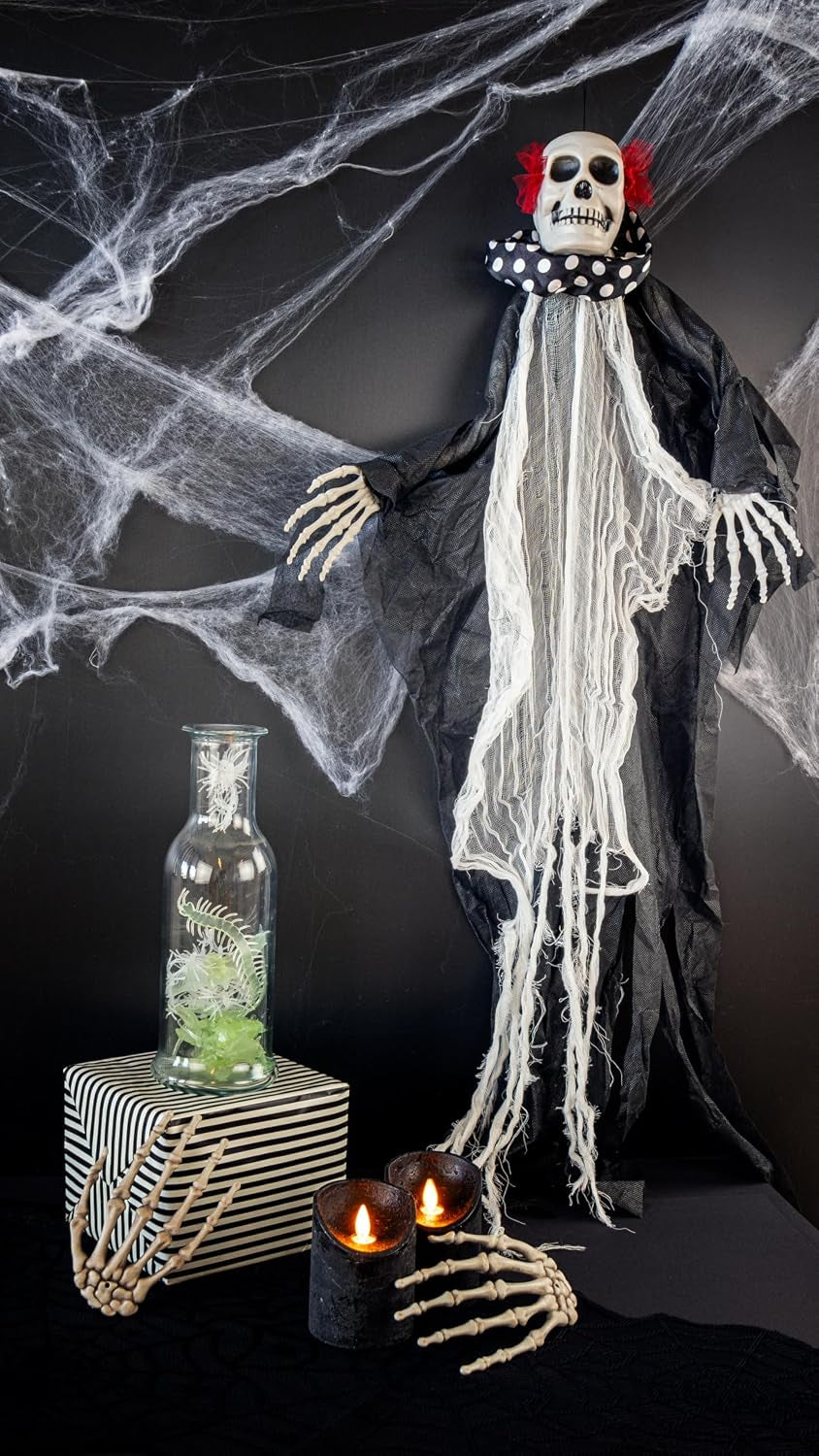 Folat 23905 Halloween Deko - Hängedekoration - Clownskelett - Halloween - 30 X 85 Cm - Gruseliges Horror Decoration Für Halloween-Dekorationen Spukhaus & Halloween Party, Schwarz