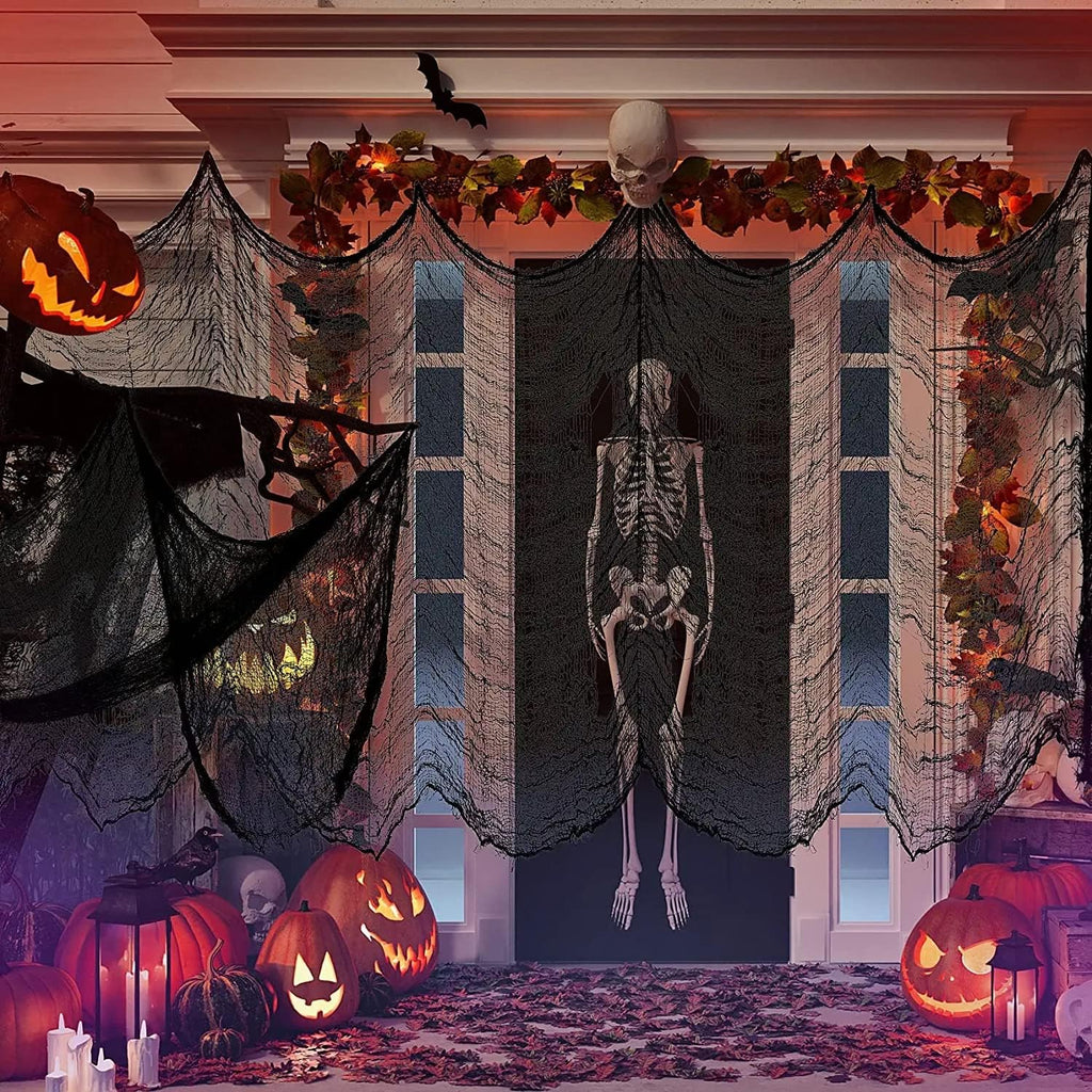 Halloween Deko Stoff, 120 X 1000 Cm Gruseliges Tuch Unheimlich, Halloween Horror Dekostoff Käsetuch Baumwolle, Tücher Halloween Dekorationen Für Halloween Party Spukhäuser Türöffnungen