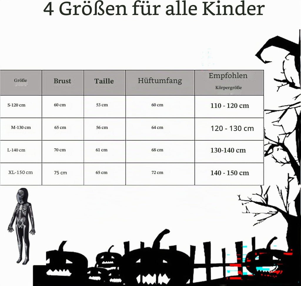 Halloween Skeleton Costume Kinder, Halloween Kostüm, Skelett Jumpsuit Skelett Outfit Für Halloween, Karneval, Faschingskostüme, Cosplay Mottoparty