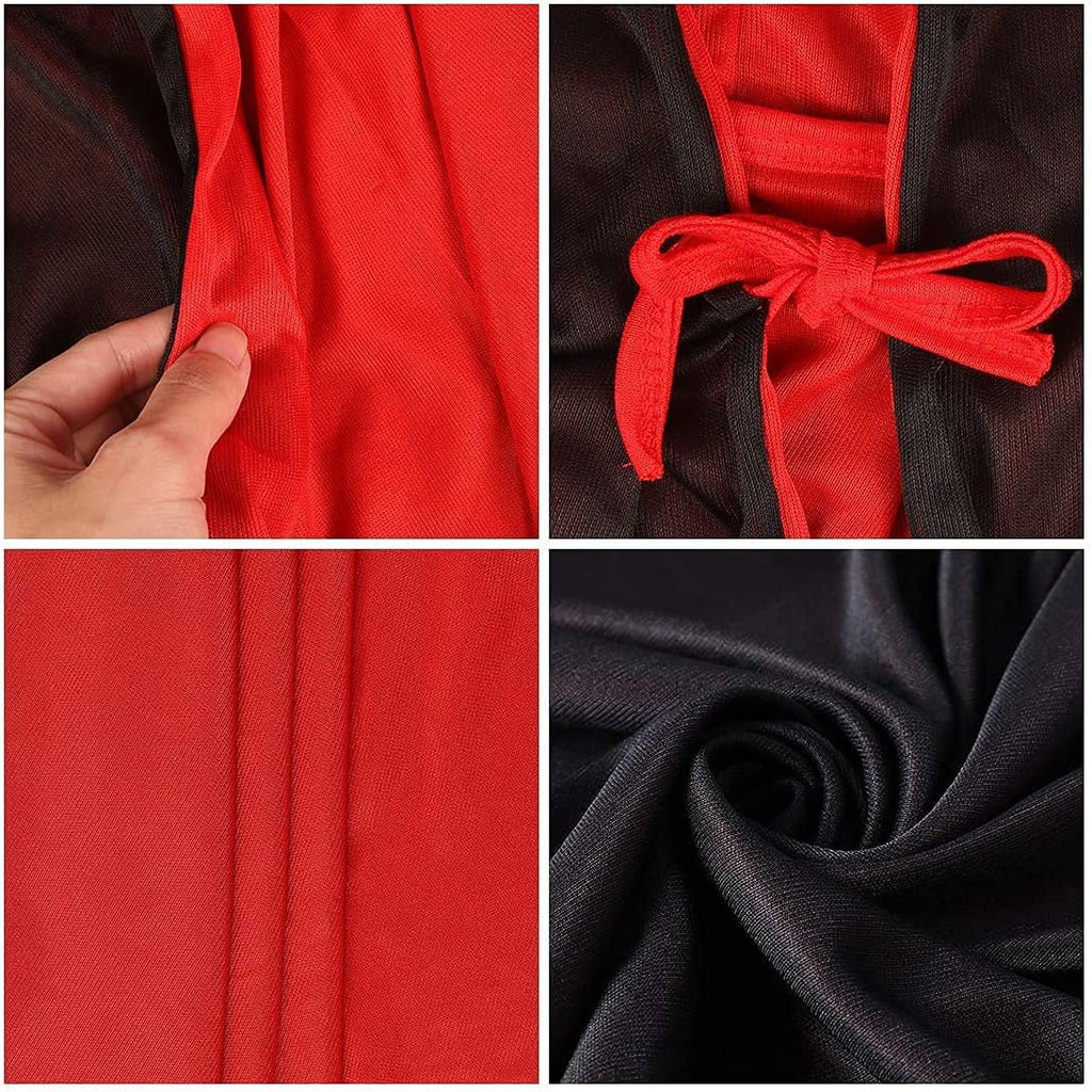 Halloween Kostüm Vampir, Umhang Mit Kapuze, Schwarz Rot Halloween Costume, Halloween Kostüme Cape Mit Sense Skeletthandschuhe Maske Für Unisex Halloween Party Rollenspiel