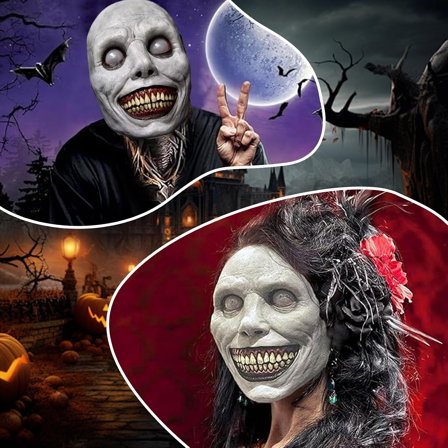 Halloween Gruselige Maske, Gruseliger Halloween Demon, Halloween Party Kostüm Partylatex Maske Für Karneval Fasching Cosplay Requisiten Für Damen Herren
